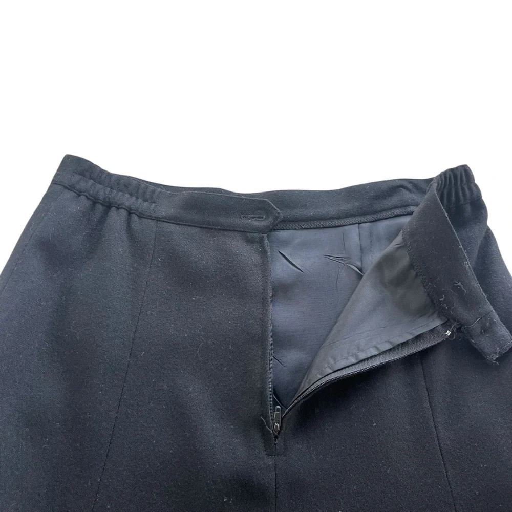 Barclay Square Women’s 10 Black 100% Pure Wool Vintage A-line Pleated Midi Skirt
